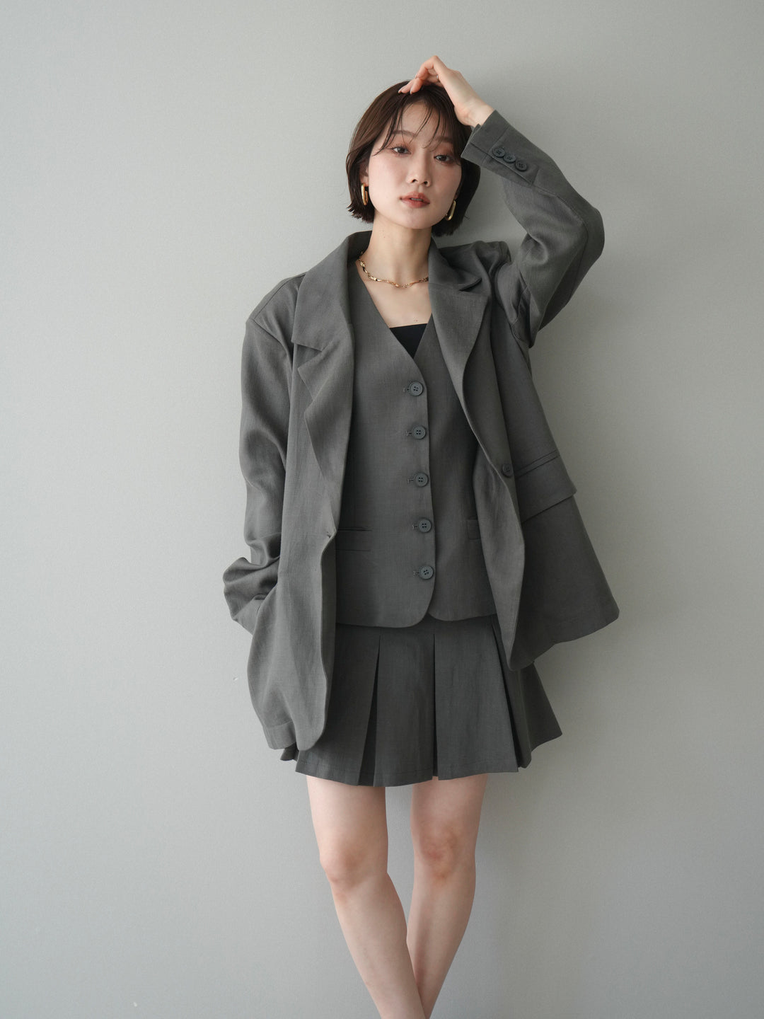 [予約]リネンタッチオーバージャケット/khaki