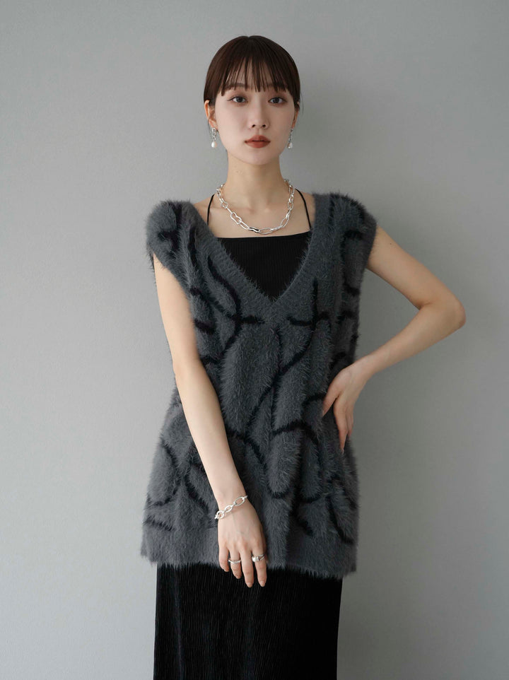 [SET]ラインシャギーニットベスト+選べるアクセセット(2set)