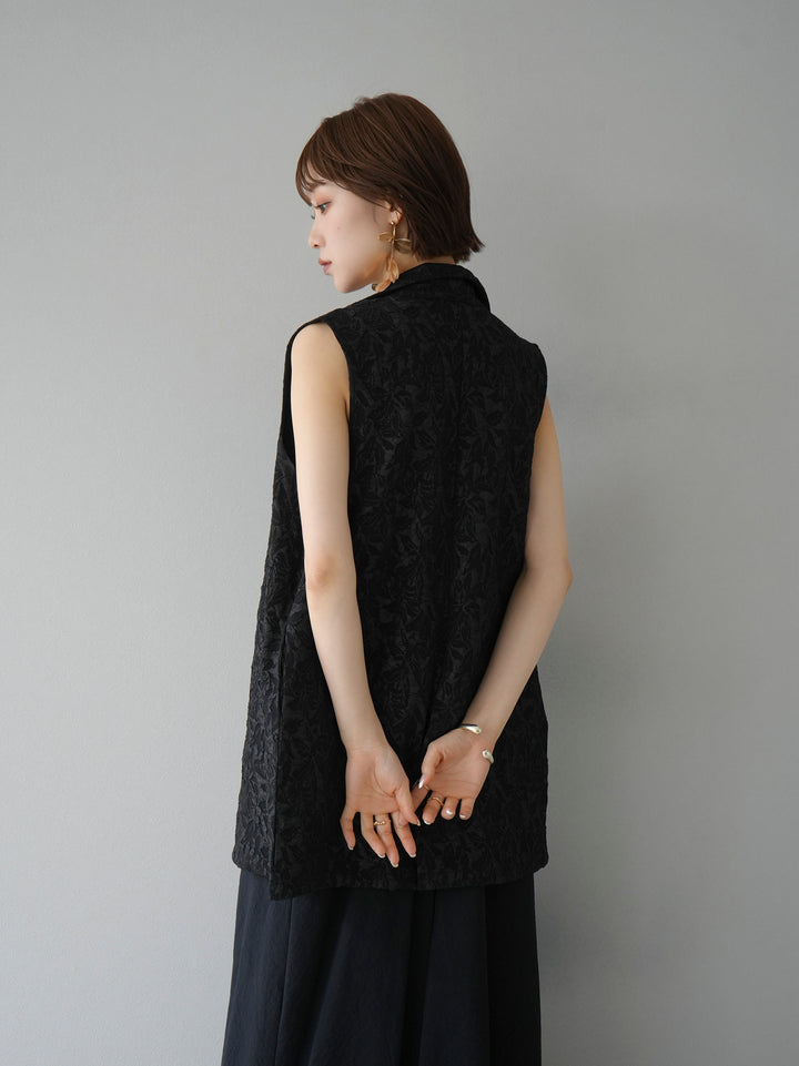 [Pre-order] Puffy jacquard tailored gilet/black