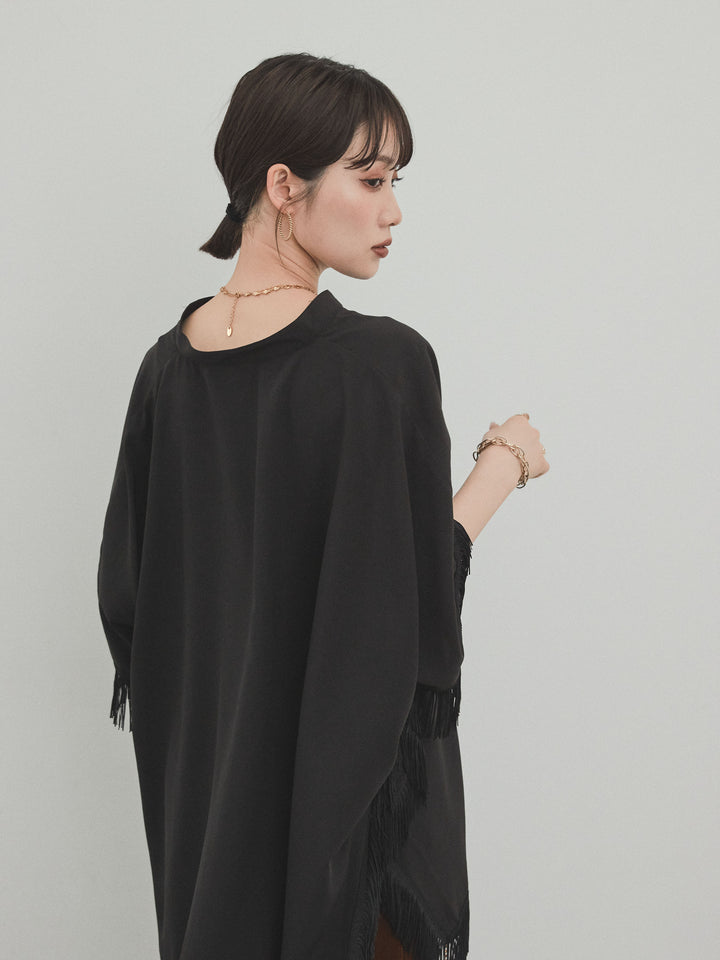 [SET] 方形流蘇斗篷襯衫 + 方形流蘇斗篷襯衫（2 件套）