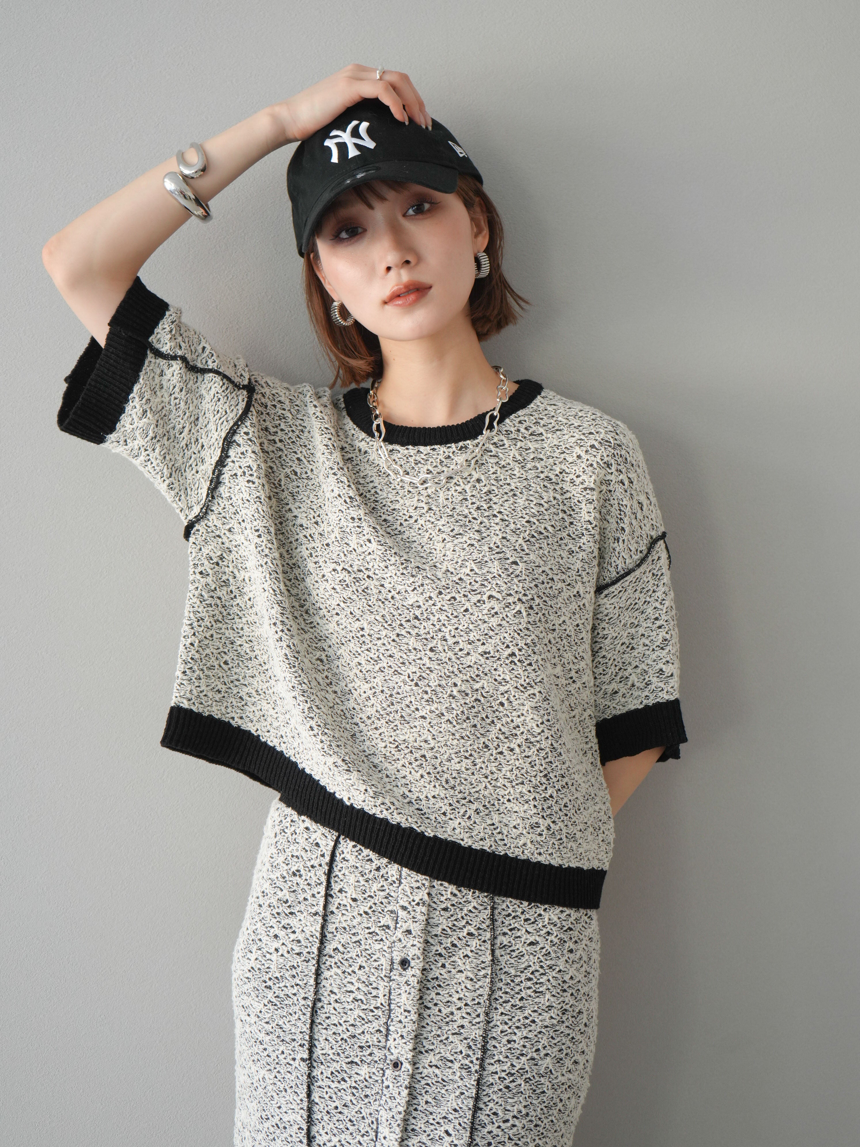 予約]ミックスヤーンニットプルオーバー/ブラック – Lumier