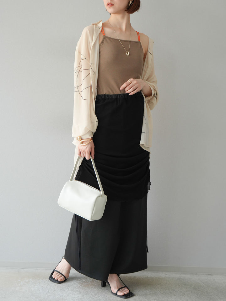 [予約]シアーレイヤードタイトスカート/ブラック