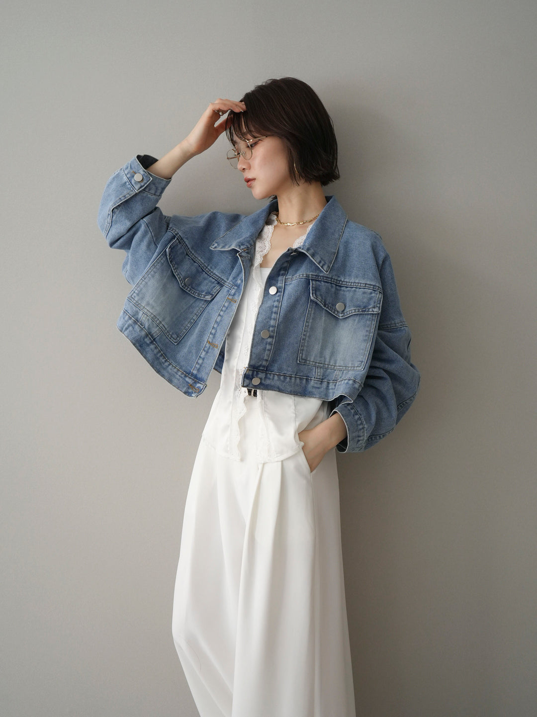 [予約]デニムショートシャツジャケット/blue
