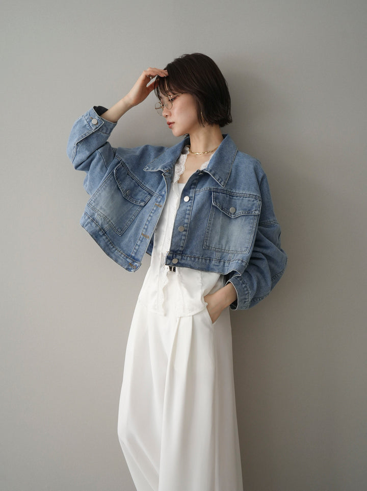 [予約]デニムショートシャツジャケット/blue