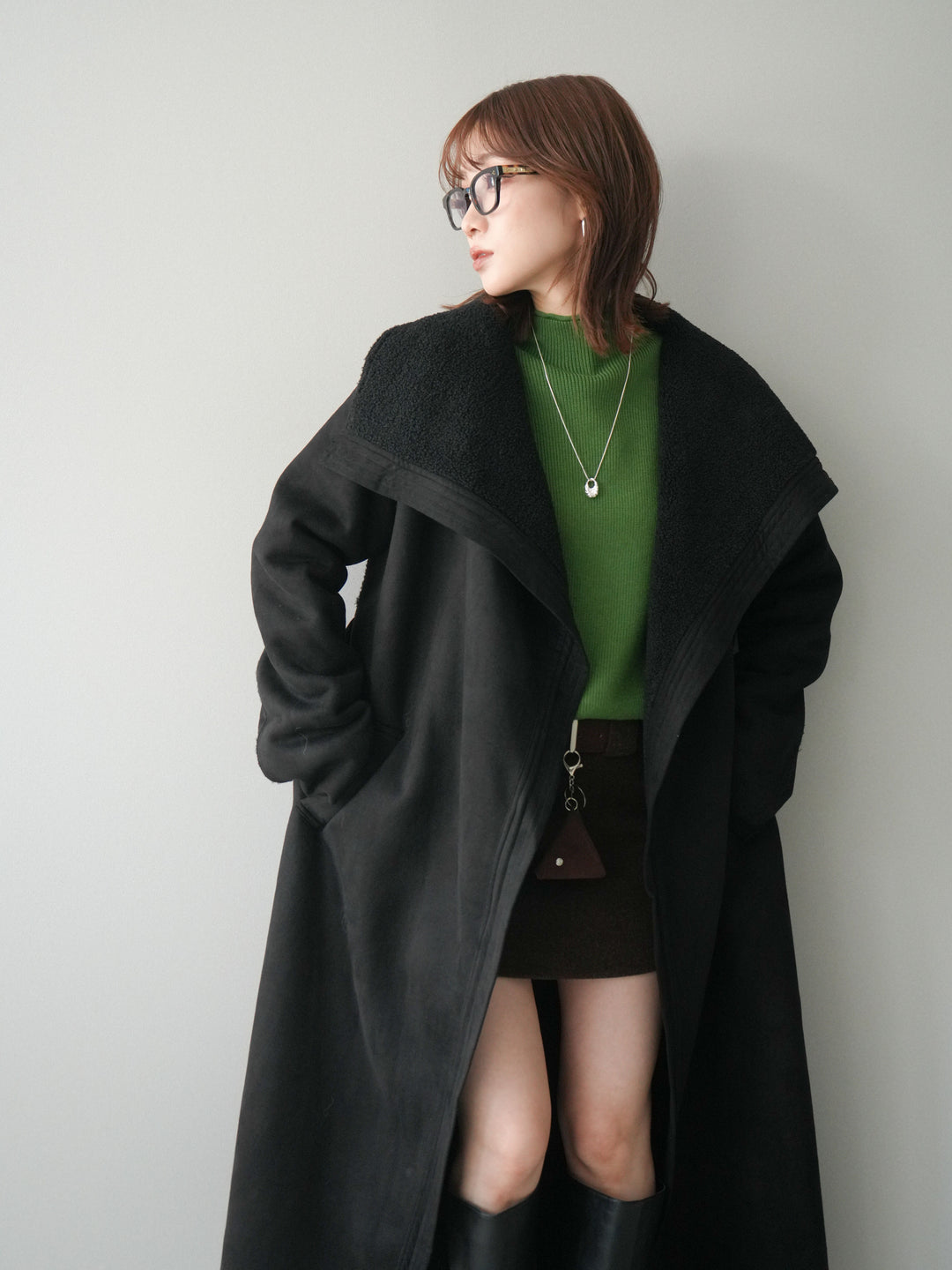 [SET]BIGカラームートンコート+選べるアクセセット(2set)