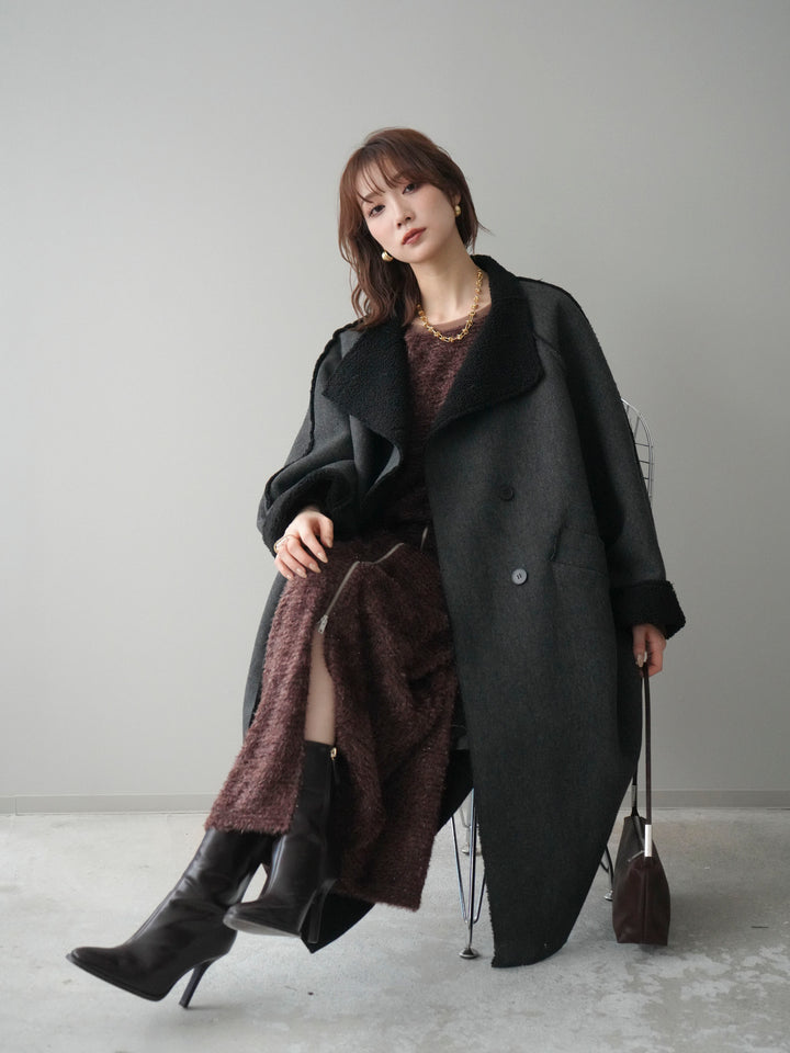 [予約]アウトシーム裏ボアコート/black