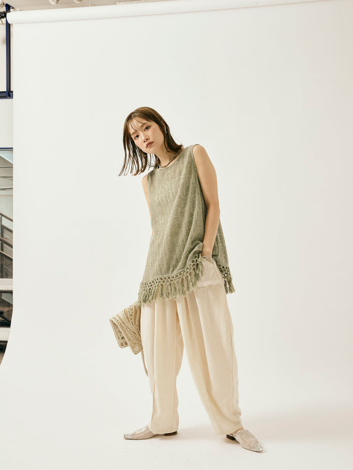 [予約]リネンライクベイカーバルーンパンツ/アイボリー