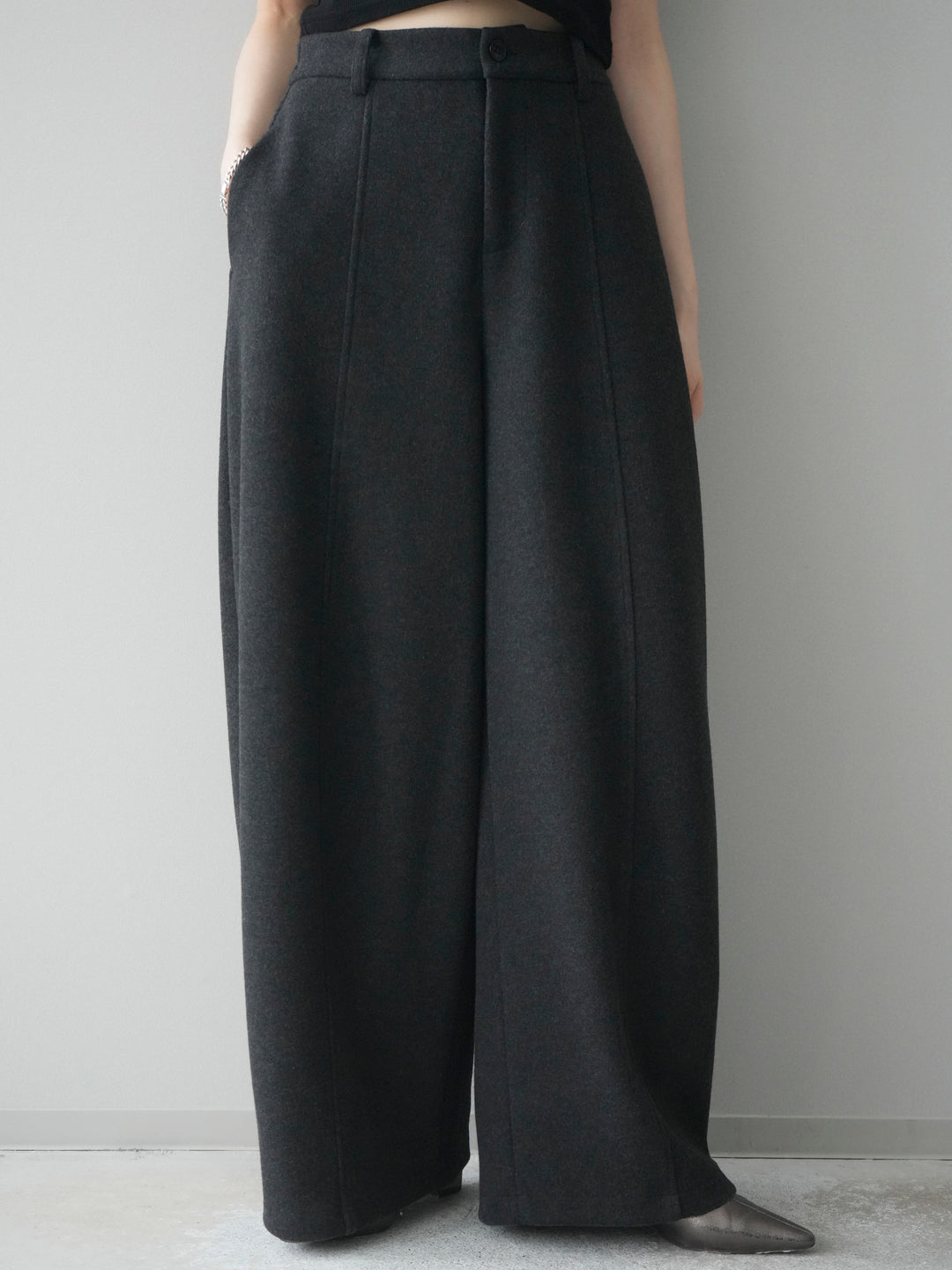[予約]ウールタッチカーブパンツ/darkgray