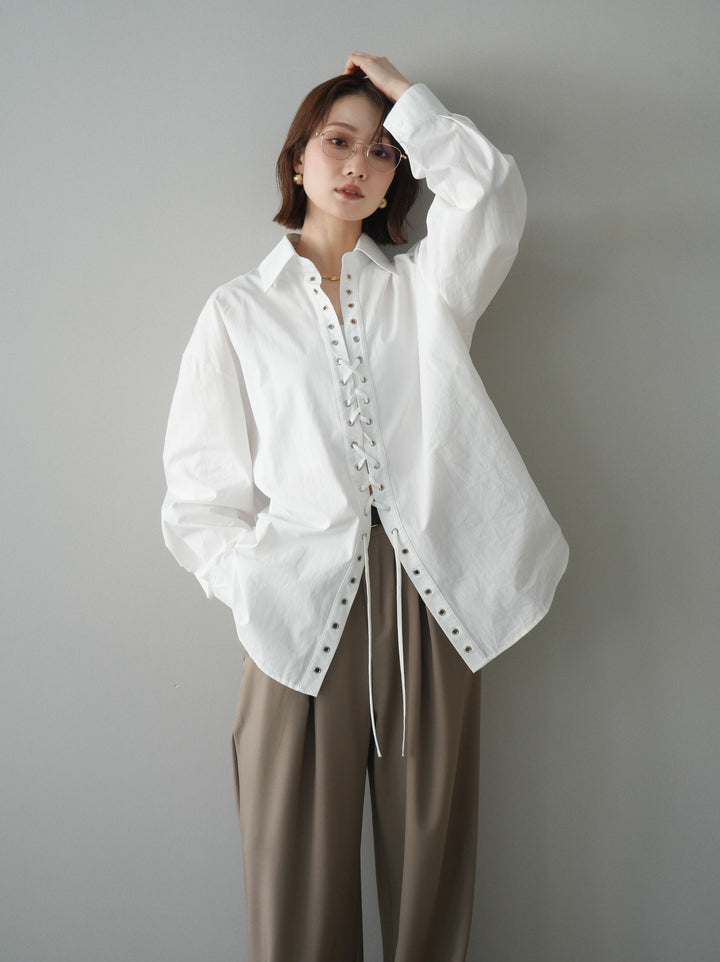 [SET]レースアップブロードシャツ+レースアップブロードシャツ(2set)