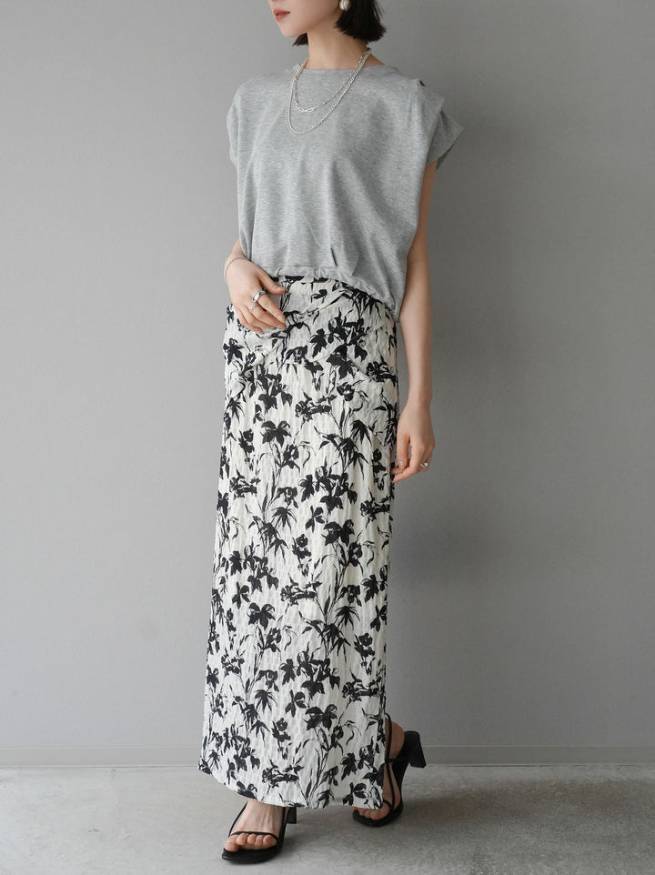 [Pre-order] Washer waist design flower pattern skirt/off-white