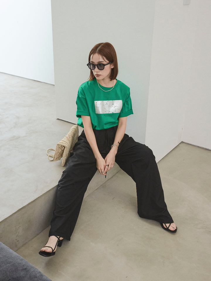 [予約]箔プリントドライタッチコットンTEE /グリーン