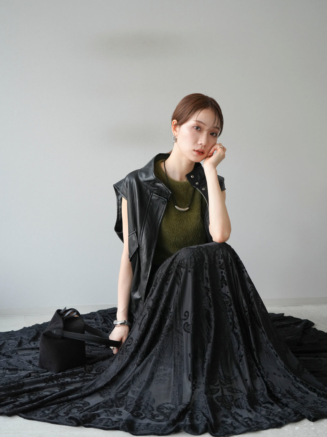 [予約]シャギーニットタンクトップ/カーキ