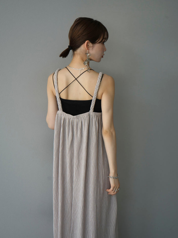 Willow braided string camisole dress/greige