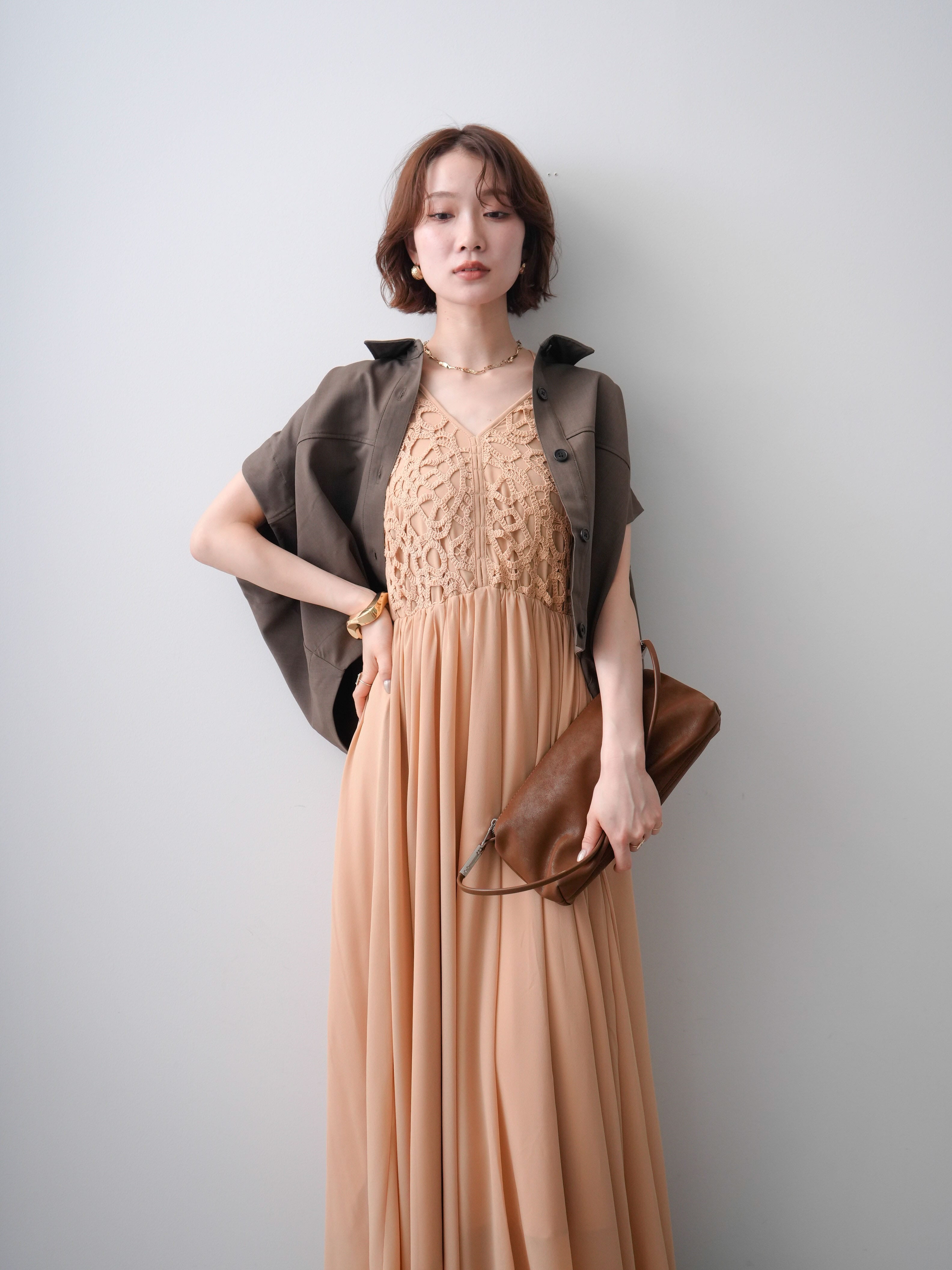 SET]クロシェシフォンキャミワンピース+クロシェシフォンキャミ