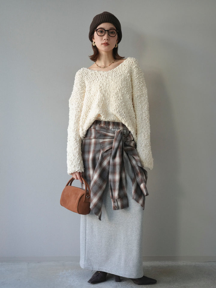 [予約]メランジポコポコニットプルオーバー/ivory