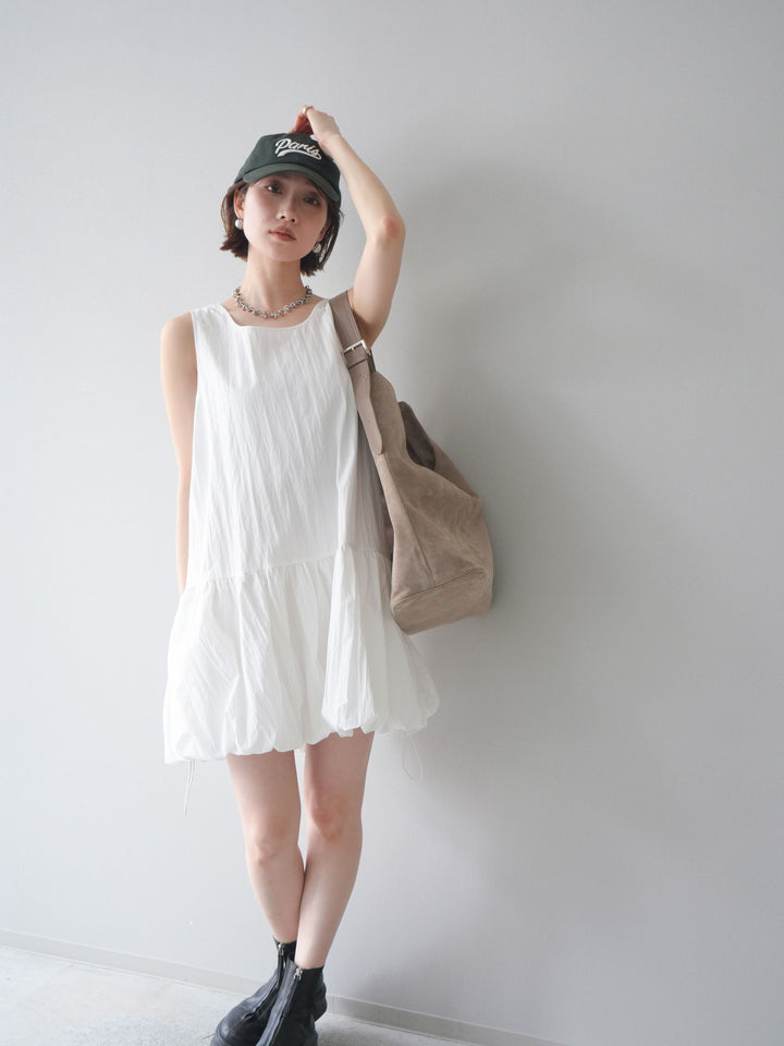 [予約]ドロストバルーンミニワンピース/white