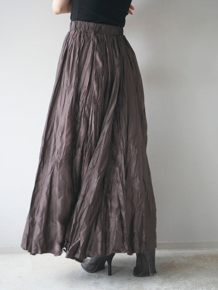 [予約]ワッシャープリーツロングスカート/brown