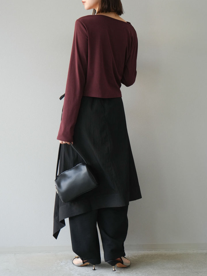 [予約]アシンメトリーレイヤードスカート/ブラック