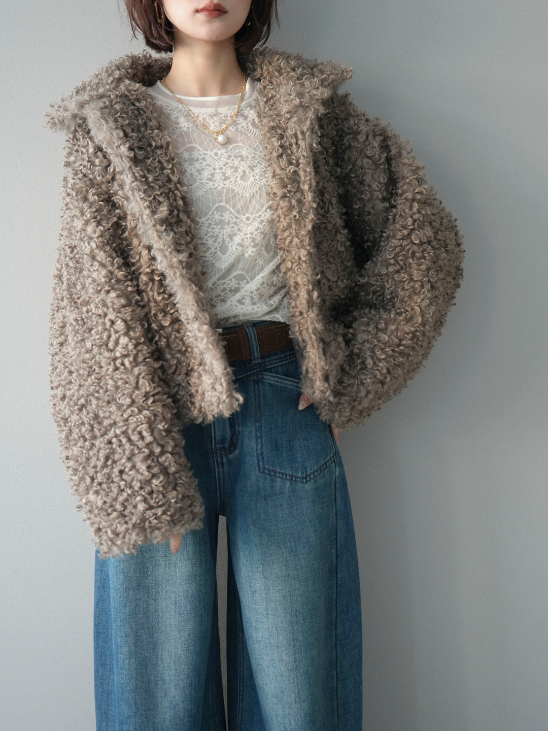 [SET]プードルファーミドルスタンドブルゾン+選べるアクセセット(2set)