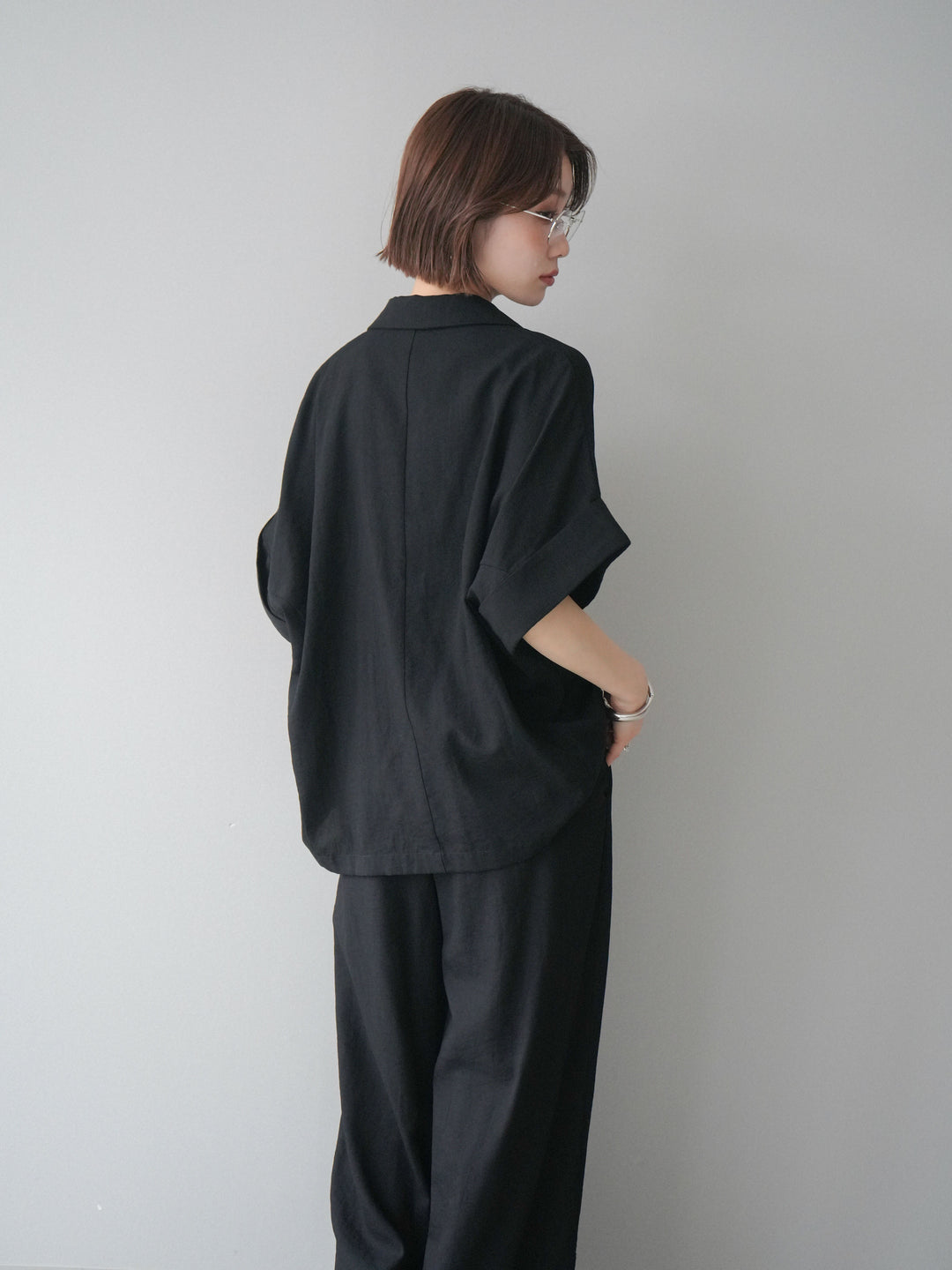 [SET]ハーフスリーブオーバージャケット+リラックスワイドパンツ(2set)