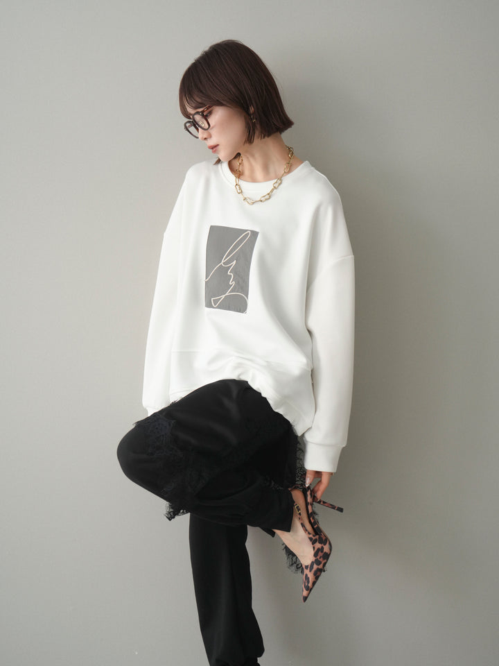 [予約]ライトポンチ刺繍ロゴプルオーバー/white