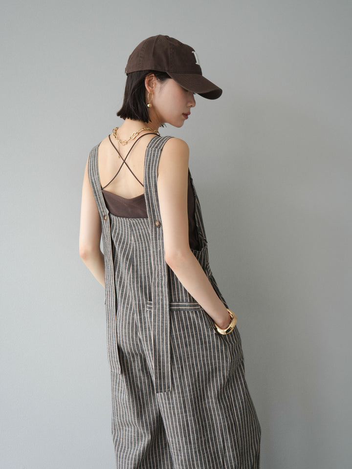 【預購】皮帶設計工裝褲/條紋