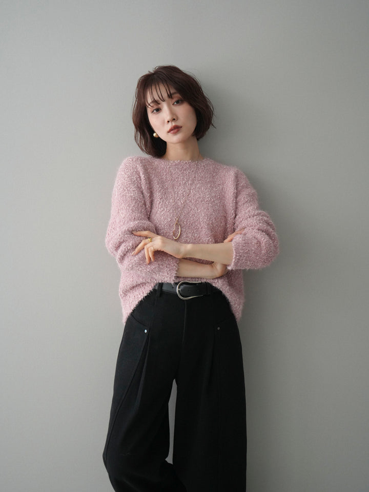 [予約]モールラメミックスヤーンニットプルオーバー/pink