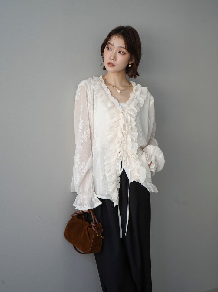 [予約]楊柳ラッフルフリルカーディガン/ivory