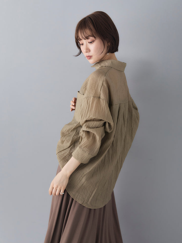 [Pre-order] Willow Sheer LS Shirt/Khaki
