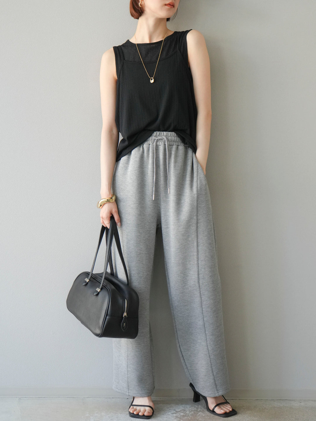 [予約]アイスタッチ2WAYデザインキャミタンク/ブラック