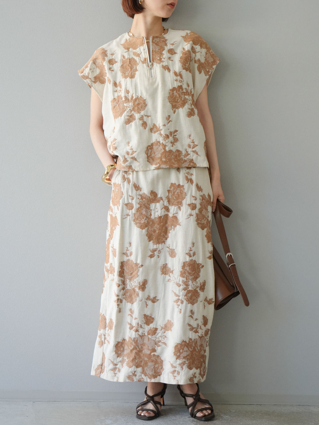 [予約]ジャガードIラインスカート/ベージュ