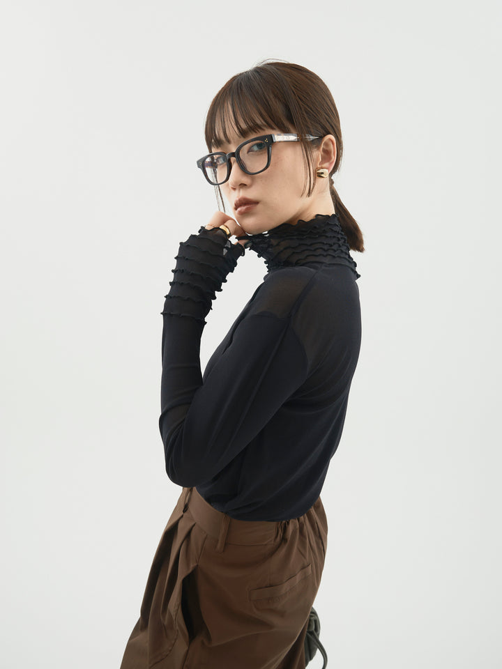 【Allure】[SET]シアーフリルメロートップス+シアーフリルメロートップス(2set)