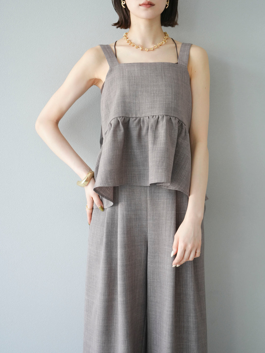 [予約]リネンライクビスチェ/モカ