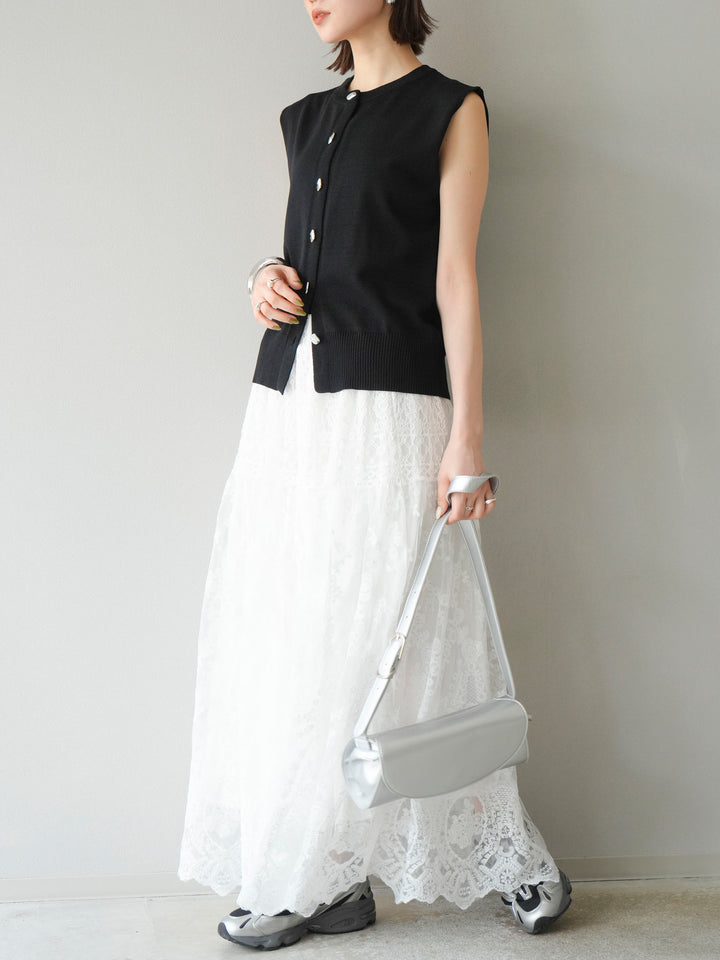 [予約]レースフレアスカート/ホワイト
