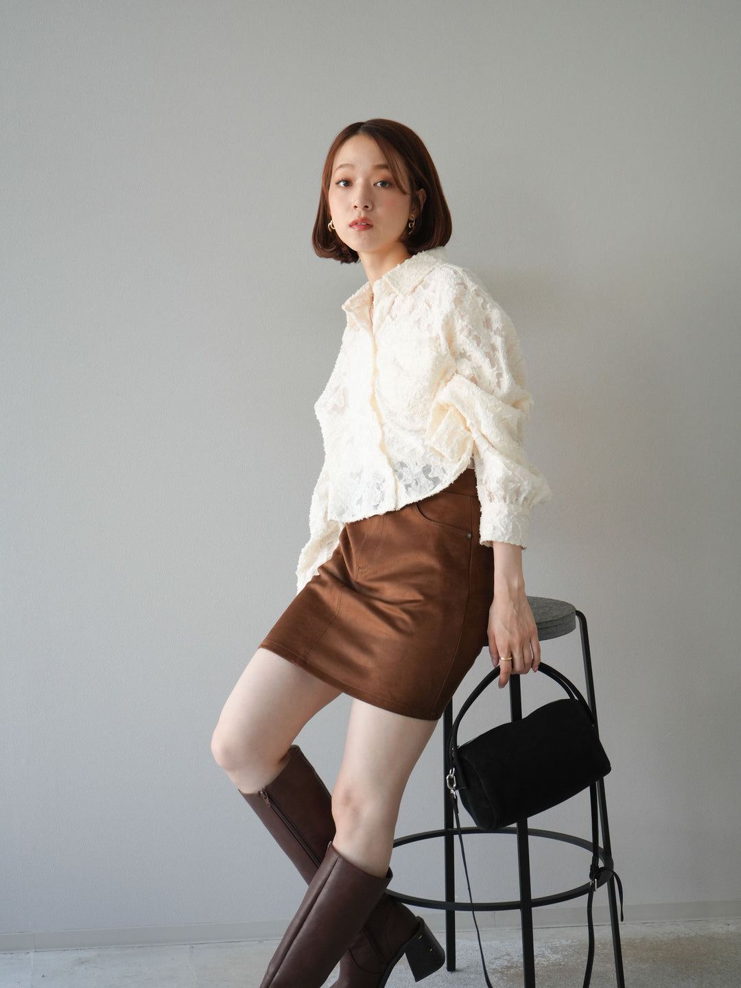 [予約]ジャガードショートシャツ/オフホワイト