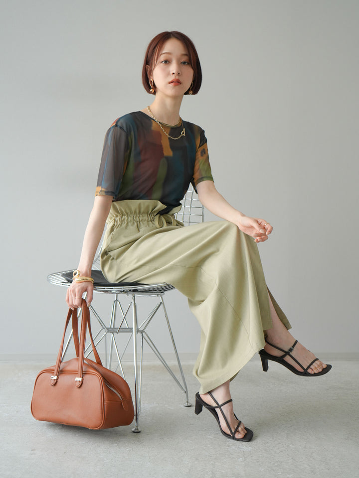 [套裝] 水彩藝術透視T卹 + Heather Ester 褶皺拉鍊裙 (2套)