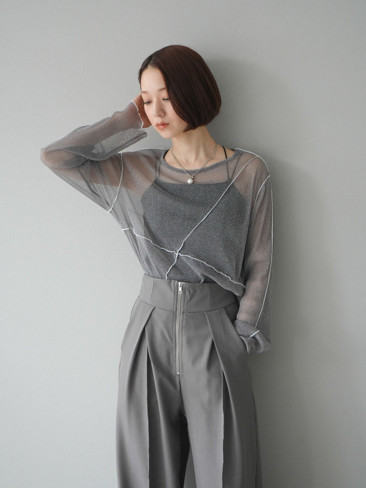 [予約]ラメシアーバイカラーメロープルオーバー/チャコール