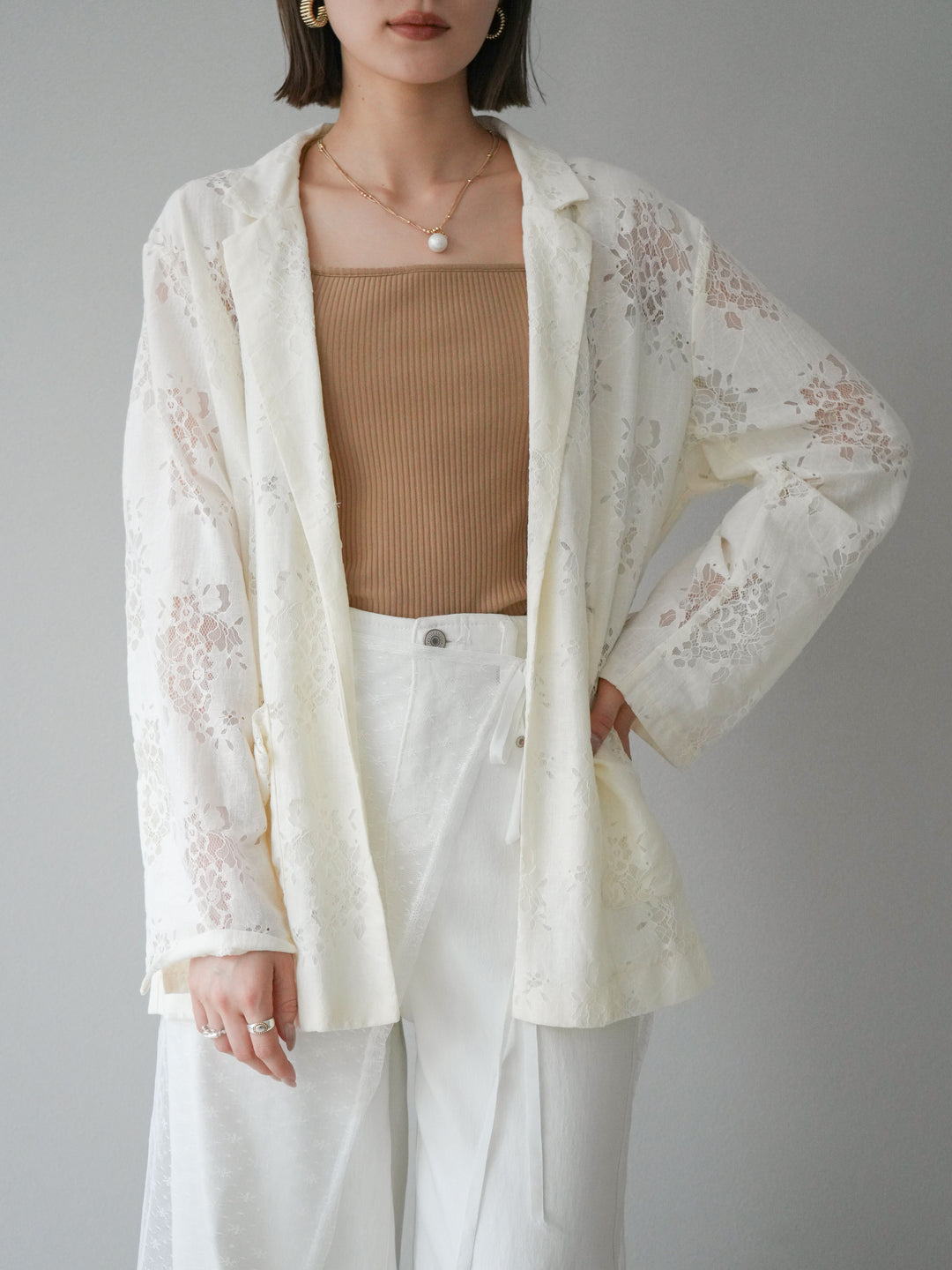 [予約]レーステーラードジャケット/アイボリー