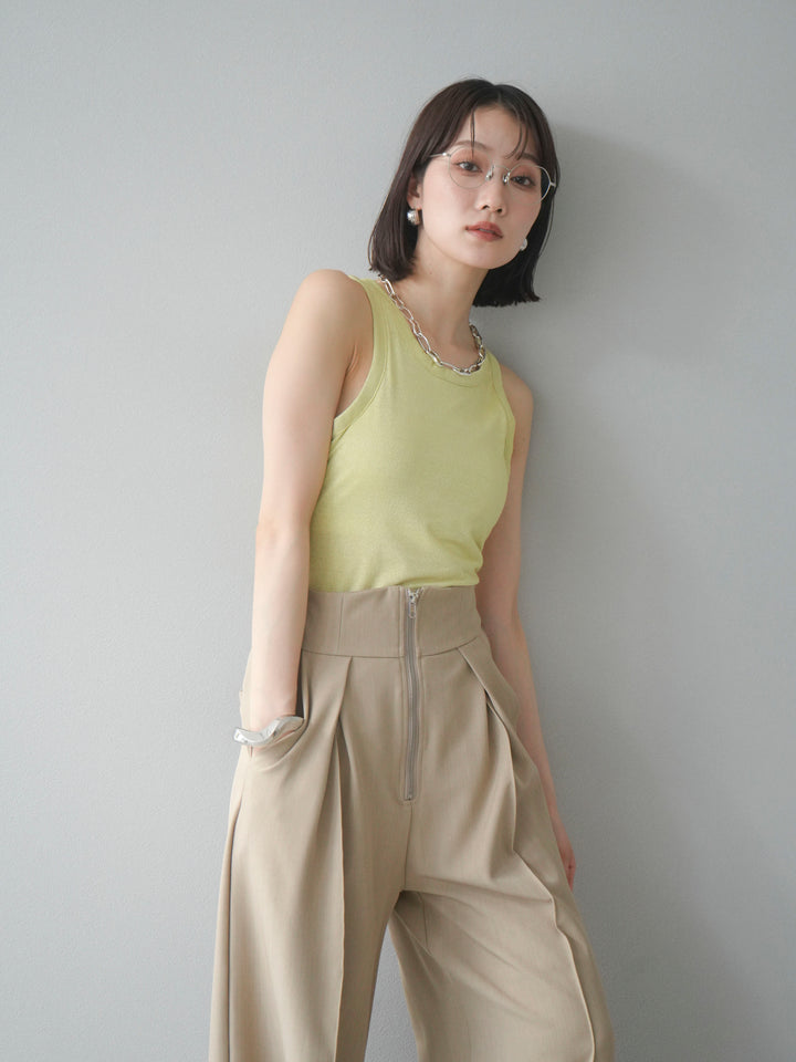 [予約]カップ付きラメアメスリブラトップ/イエロー