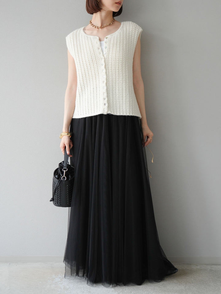 [予約]チュールボリュームスカート/ブラック