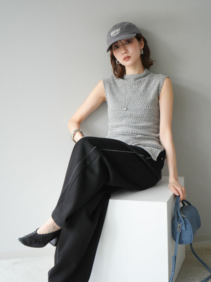 [予約]ブークレアシメニットノースリーブトップス/グレー