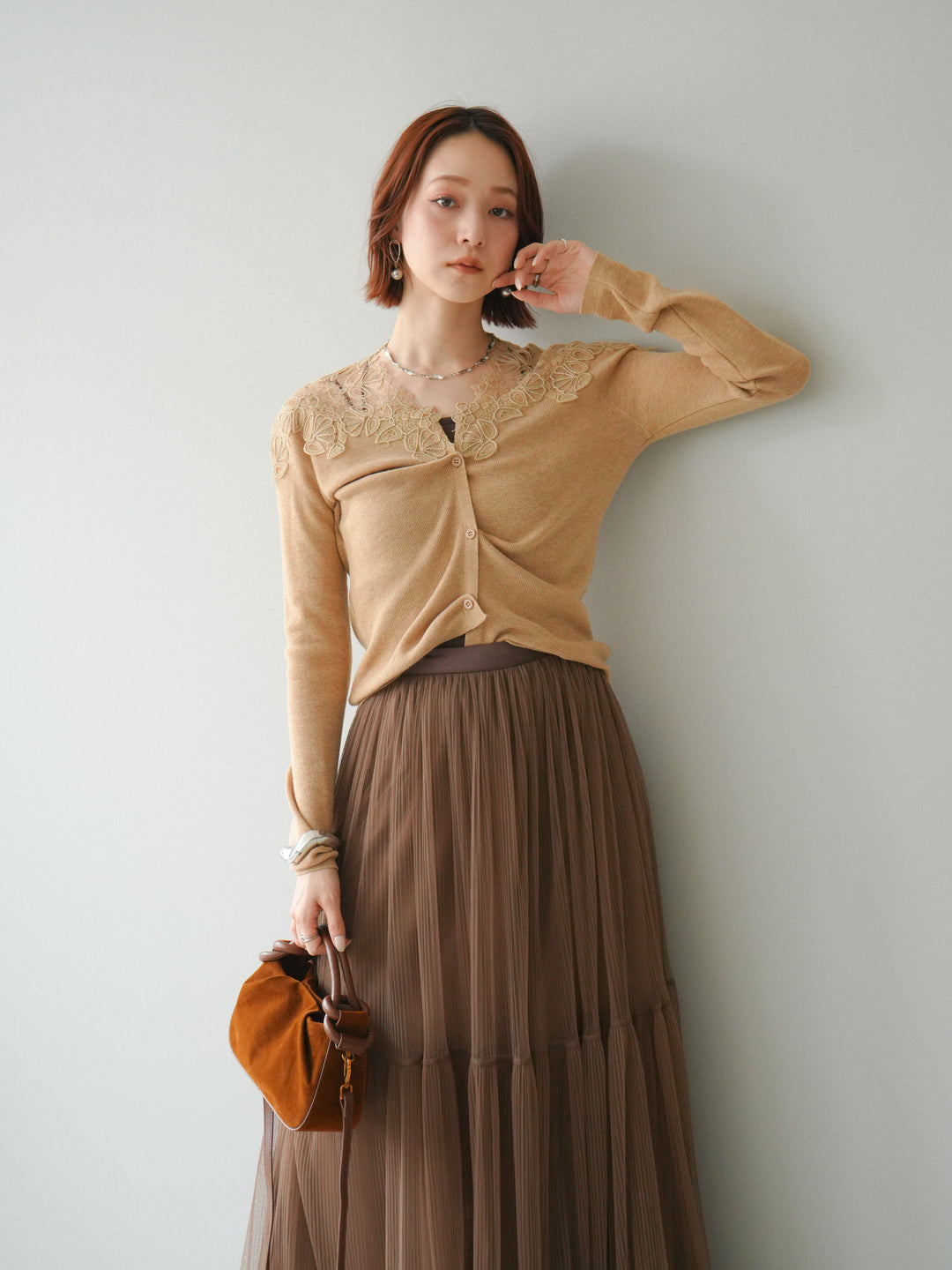 [SET]ショルダーレースニットカーディガン+ショルダーレースニットカーディガン(2set)