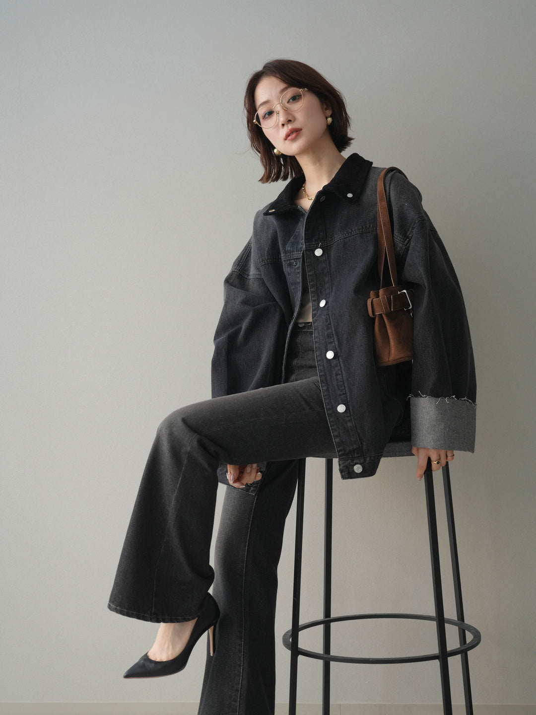 [予約]コーデュロイ×デニムミドルジャケット/gray