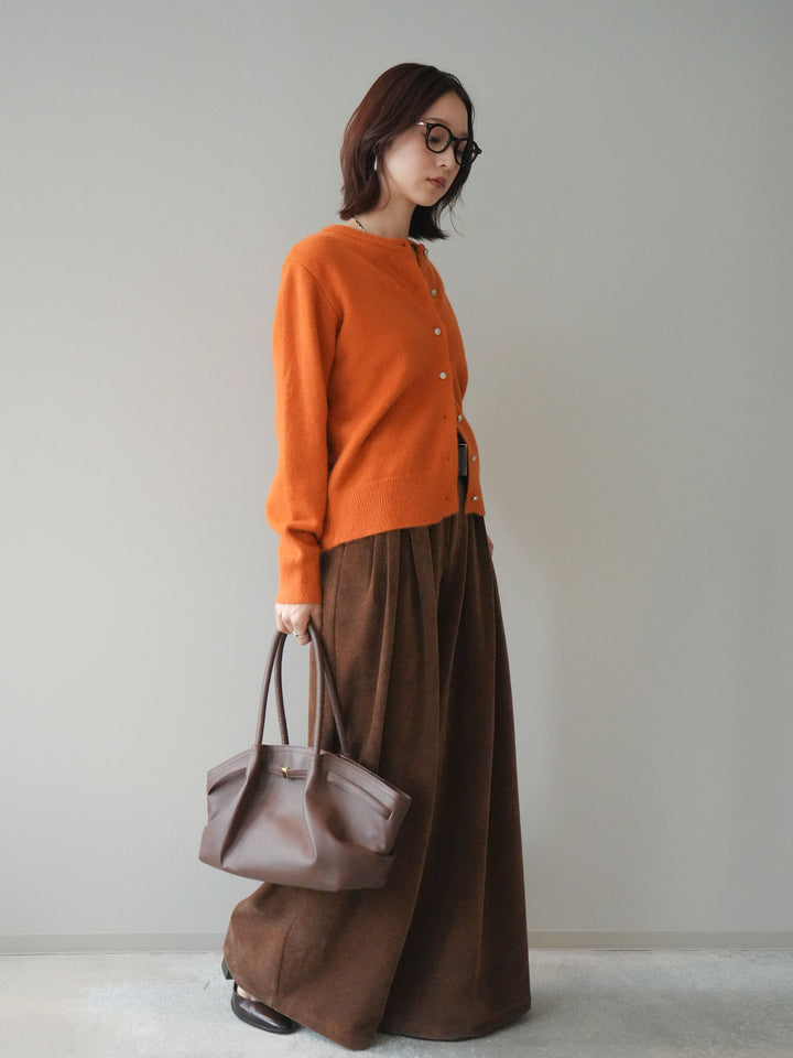 [SET]アンティークボタンニットカーディガン+ベルトデザインループコールテンワイドパンツ(ベルト付き)(2set)