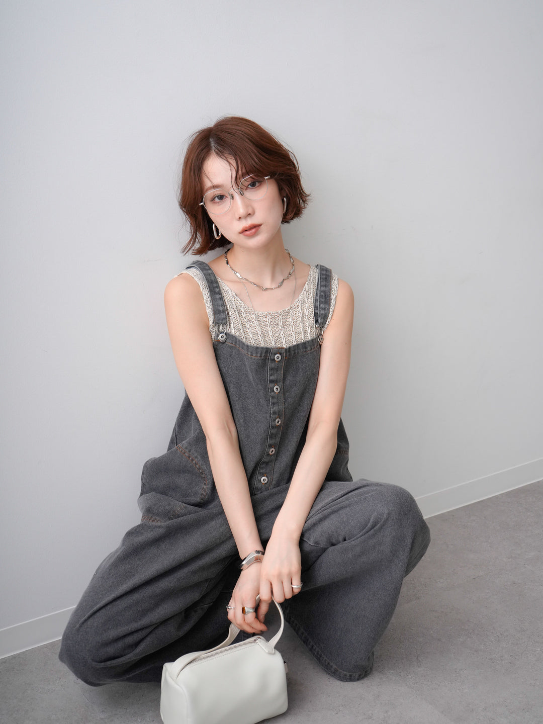 [予約]オーバーシルエットデニムオールインワン/black