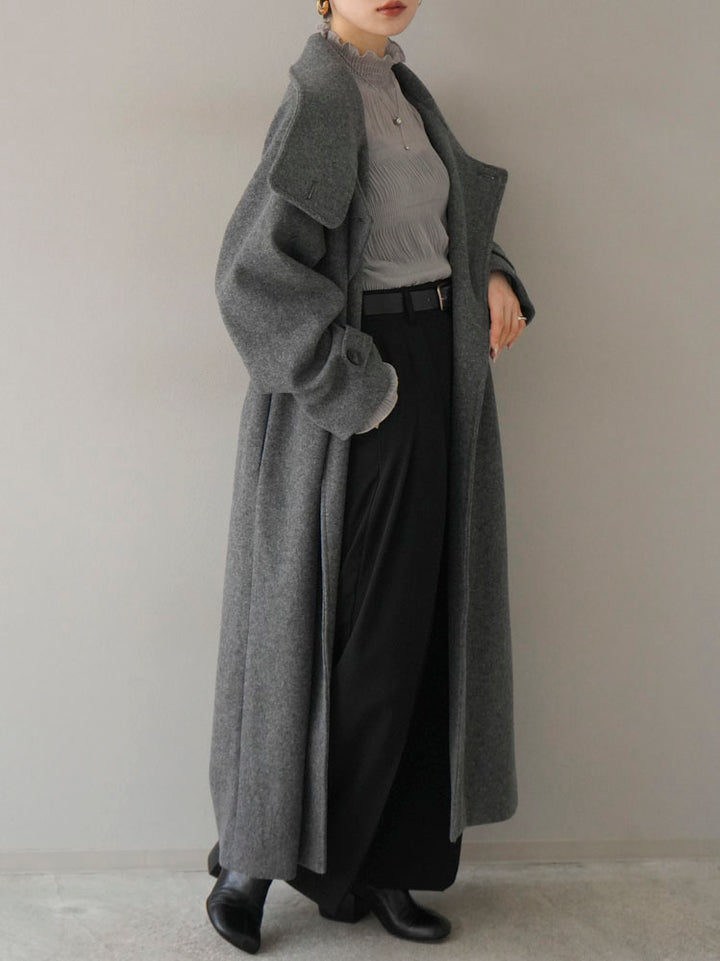 [Pre-order] Faux wool stand-up collar coat/charcoal