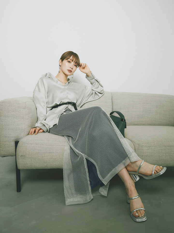 [予約]メッシュレイヤードスカート/ライトグレー