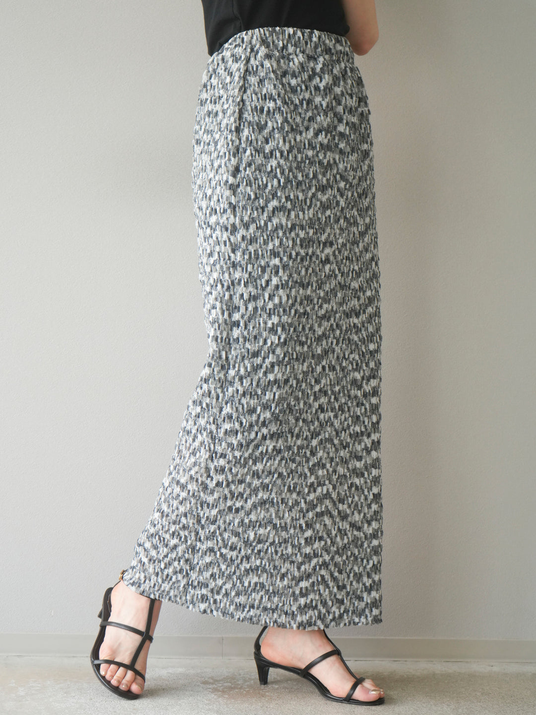 [予約]マルチカラーランダムプリーツタイトスカート/ブラック