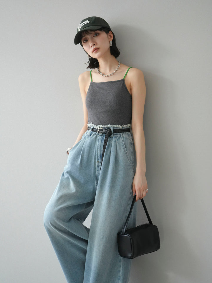 [予約]バイカラーストラップカップ付キャミソール/グレー