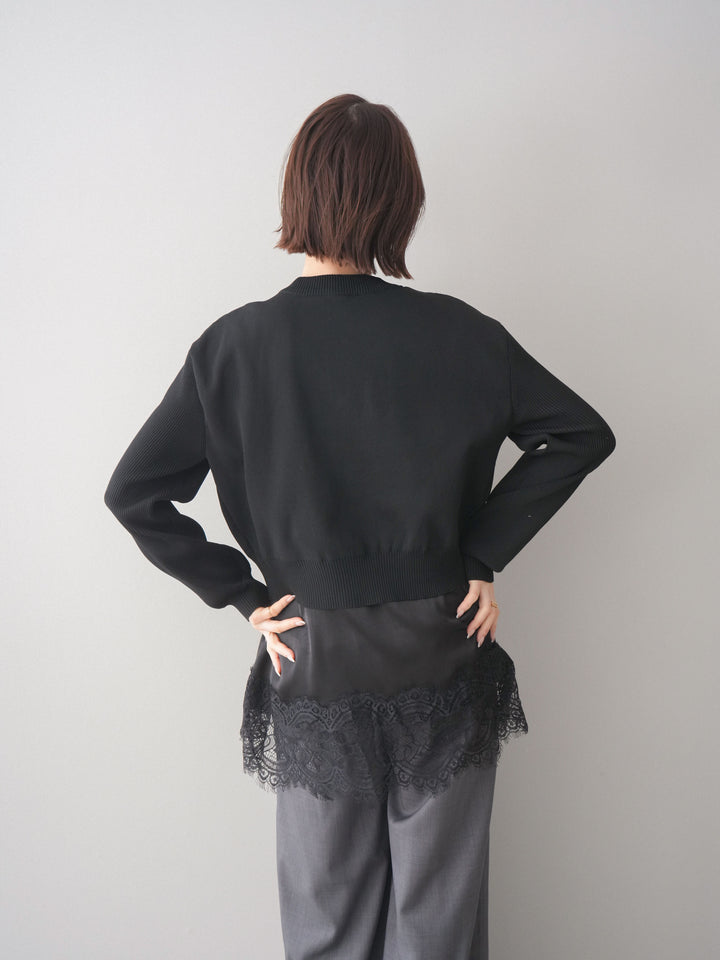 [SET]メタルボタンクルーネックニットカーディガン+選べるアクセセット(2set)